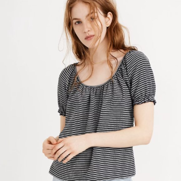 Madewell Texture & Thread Peasant Top in Stripe - Picture 1 of 4